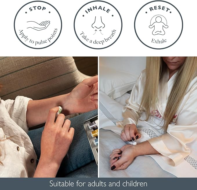 Scentered Aromatherapy Gift Set, Mini Roll On Essential Oil Balms for Sleep, Focus, Stress-Relief, Calm, Mood Boost - 6 x Premium Blends, 100% Natural - Aromatherapy Gifts for Women