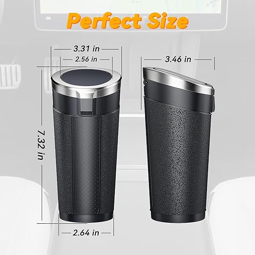 Car Trash Can Bin with Lid, Leakproof Garbage Can for Vehicle, Mini Trash Bin with 90 Attached Trash Bags, Easy to Clean Cup Holder Trash Can for Car, Home, Office