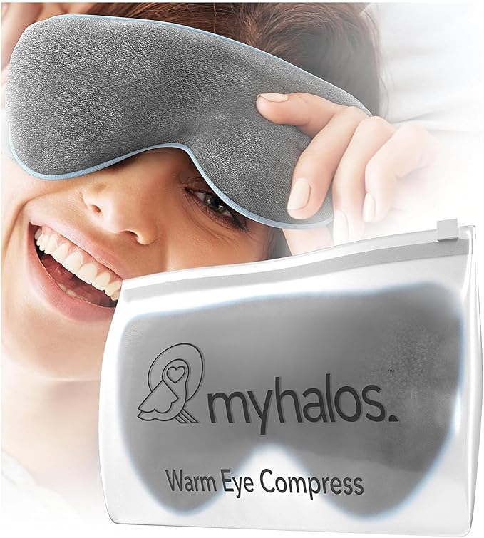 MyHalos® Eye Mask for Dry Eyes - Steam Warm Compress for Eyes - Remove Styes, Chalazion Therapy Warming and Heating Pad Hot Compress - Moist Heat Mask for Blepharitis & MGD