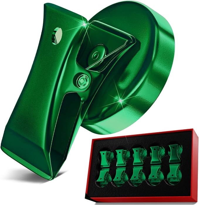 Force Magnet- Magnetic Clips Pack of 10 - Heavy Duty Refrigerator Metal Chip Clips with Anti Scratch Pads, Strong Magnet Clips for Whiteboard Fridge Home Office School Use (Green)
