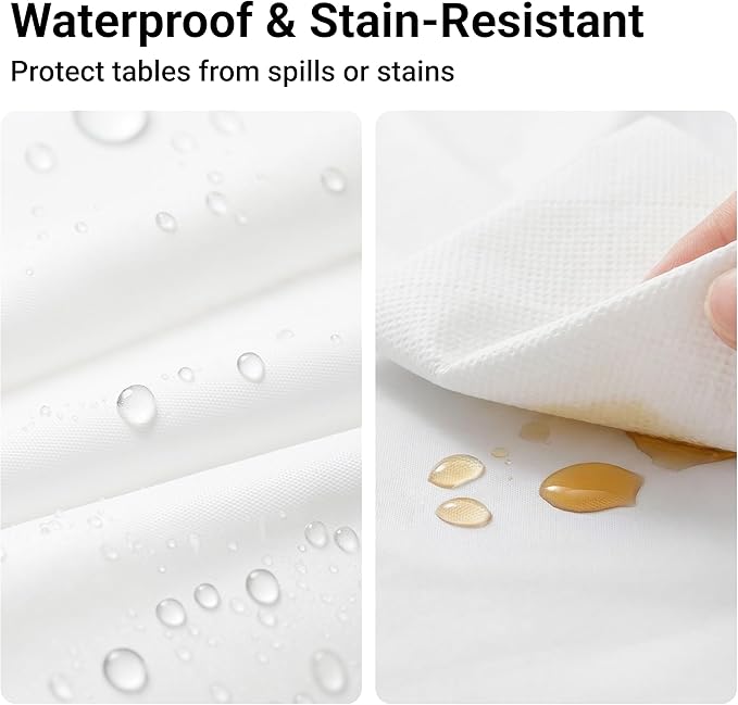Auros Premium Plastic Tablecloths 10 Pack, 54 x 108 Inch Rectangle Disposable Table Covers for 8FT Tables, Thick & Durable, Waterproof & Spill-Proof, Easy Cleanup for Parties, Wedding, Pure White