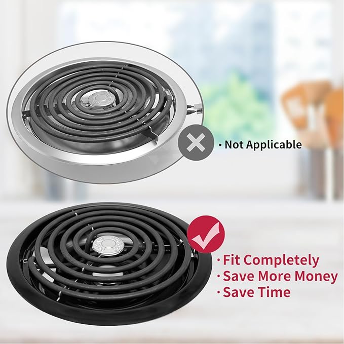 GE Drip Pans and Stove Burner Element Unit Set, Perfectly Fit WB30M1 & WB30M2 -Replacement for GE Hotpoint Kenmore Stove Top（Black）