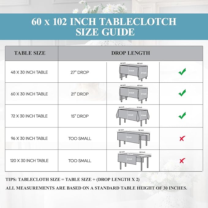 VidaFete Tablecloth 60 * 102inch 10 Pack Rectangle Table Cloth Polyester, Stain Wrinkle Resistant Dining Table Cover for Kitchen Dinning Party Wedding Rectangular Tabletop Buffet Decoration (Black)