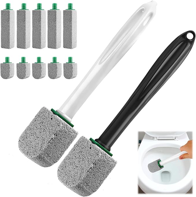 Pumice Stone Toilet Bowl Cleaner With Long Handle Pumice Stone Toilet Cleaner Rust and Grease Stain Clean Suitable for Toilets Bathroom Sink,BBQ 2 Wand+ 10 Pack Pumice Stones