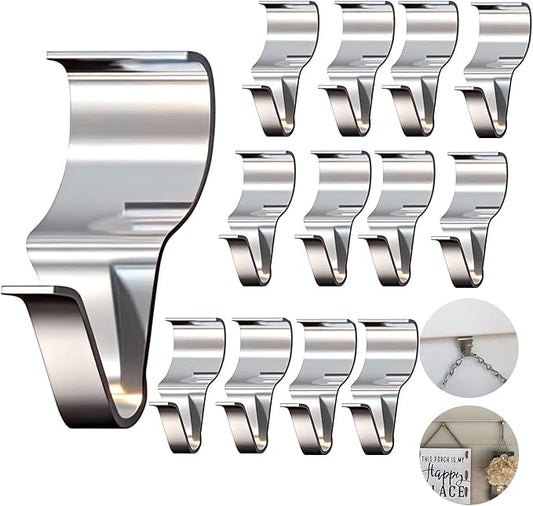 26 Pcs Vinyl Siding Hooks, Stainless Steel No-Hole Hangers for Hanging Wreaths & Outdoor Decor, Low Profile Siding Clips, Easy Installation, No Tools Needed (26, Sliver)