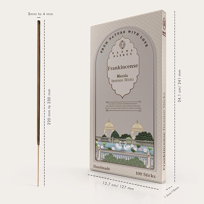 Incense Sticks, Frankincense & Myrrh Incense, Pack of 100 Stick, Hand Rolled Aromatic Masala Made with Natural Ingredients, 45-60 Min Burn Time, Best for Home Fragrance, Meditation, Yoga, Relaxation