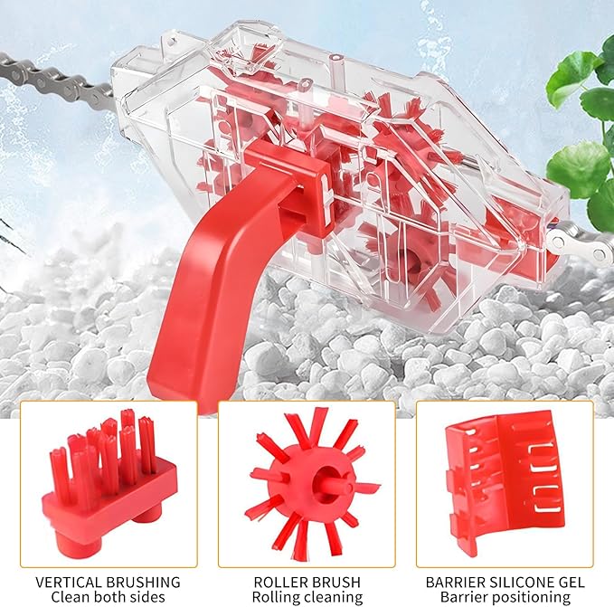 Bike Chain Cleaner Tool Kit – Transparent Bicycle Chain Cleaning Machine with Built-in Brushes, Quick Deep Clean Chain Washer for Mountain & Road Bikes