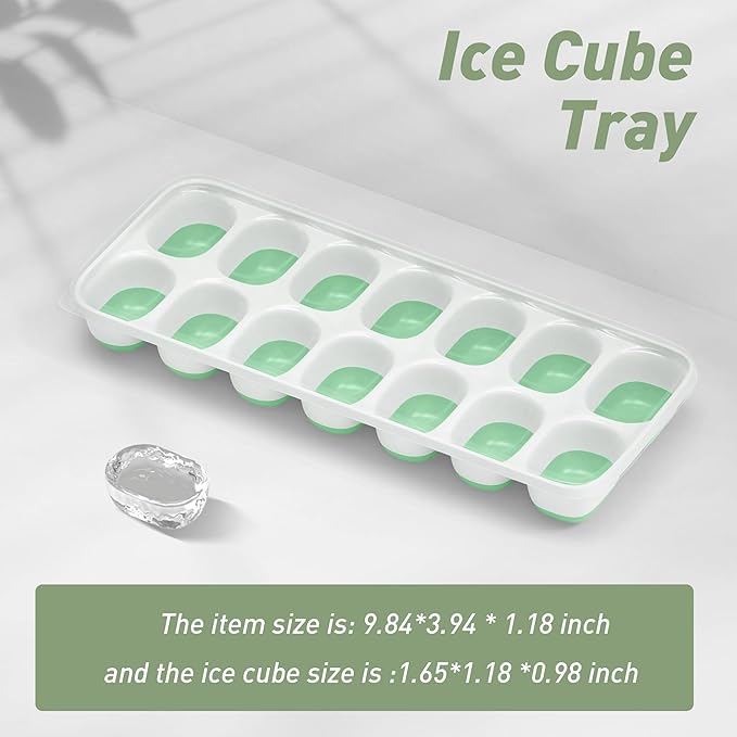 Ice Cube Tray with Lid, 4 Packs 56 Cubes Durable Stackable Ice Cube Trays for Freezer with Removable Lids, Easy-Release Plastic & Silicone Ice Tray for Cocktail, Coffee