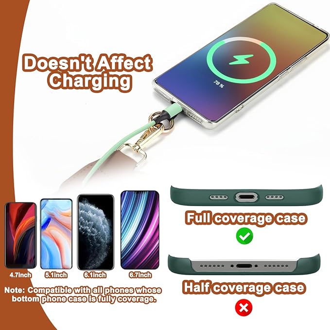 XANGNIER Clip and Go Phone Strap with Wallet Crossbody, Phone Strap with Zippered Wallet, Adjustable Anti-Theft Cellphone Lanyard for Women, Cellphone Chain Accessories, Multicolor 13