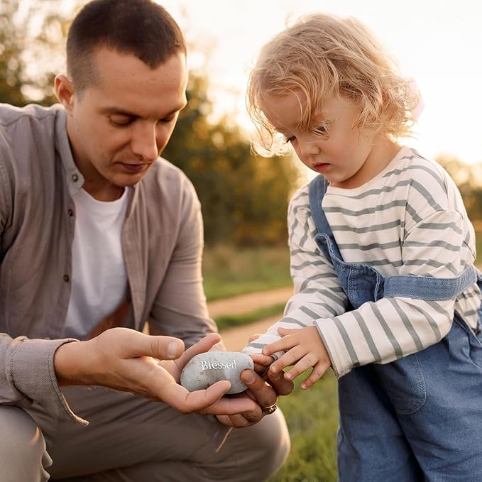 Jucoan 20 Pack Engraved Inspirational Stones with Words, 2-3 Inch Motivational Prayer Stones, Encouragement Gratitude Rocks Gift for Friends Family Birthday Easter, Zen Room Decor