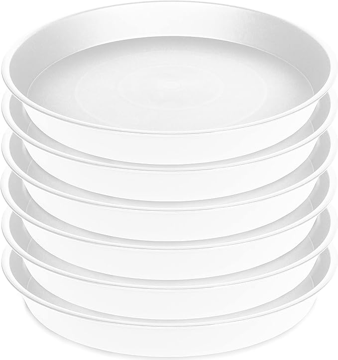Bleuhome 6 Pack of 12 inch Plant Saucer, Heavy Duty Plastic Plant Saucer 12" Round, Plant Tray for Pots, Flower Plant Saucers for Indoors, Plant Trays for Planter 11"/12" (12 inch, Creamy White)