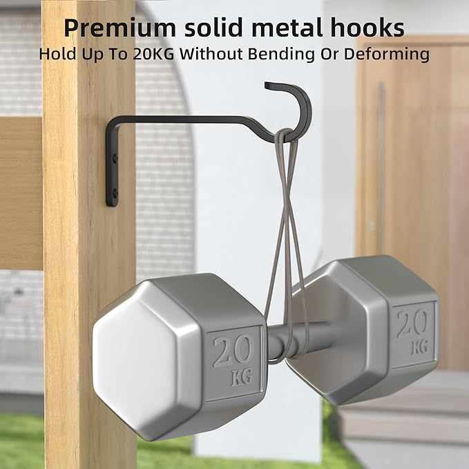 saffruff Heavy Duty Plant Hooks for Wall: 6-Inch 2 Pack Plant Hangers Outdoor, Hold 35lb, Bird Feeder Hanger for Outside, Iron Planter Brackets for Hanging Baskets, Wind Chime, Lantern, Metal - Black