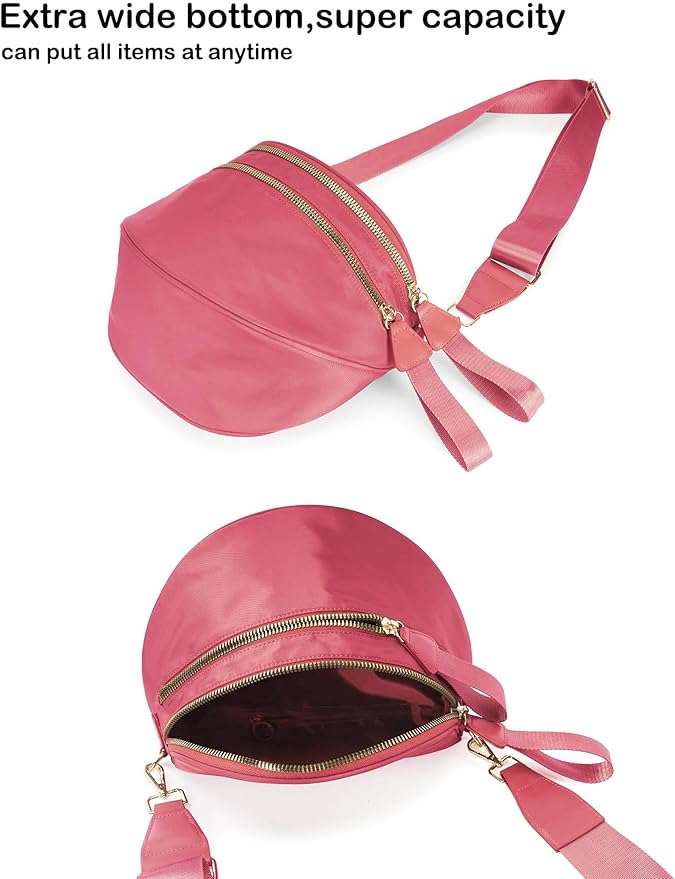 FEIBOON Spacious Nylon Crossbody Bag Bum Bag Handbags Wallets Purses Trendy Shoulder Bag for Women