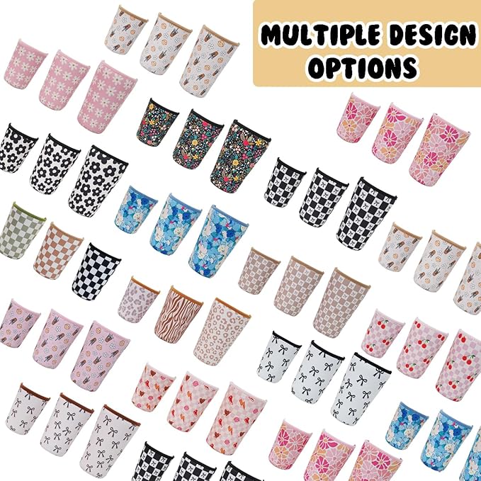 Reusable Insulated Neoprene Iced Coffee Cup Sleeve, Durable Drink Sleeve for Cold Beverages, Beverage Holder for Iced Coffee, Preppy Pink