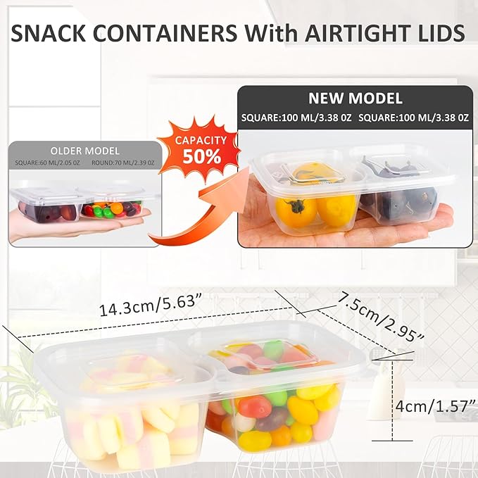 Obfuscate 15Sets Snack Containers,Reusable Snack Containers with Lids,Snack Pack Containers for Portion Control and Meal Prep Lunch Containers for School Office Travel