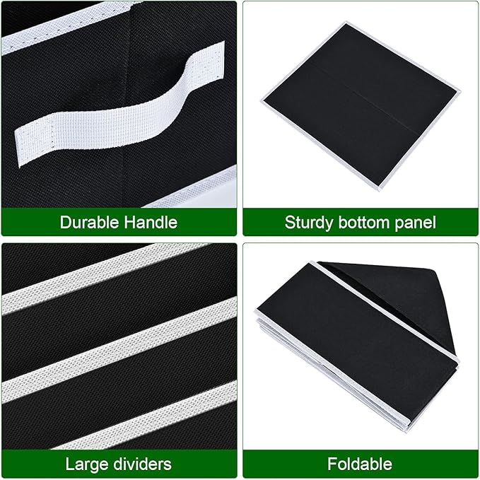 Foldable Closet Organizer with Handles - 6 Pack Fabric Wardrobe Dividers for Clothes Storage Jeans, Pants, Sweaters, T-Shirts, Black