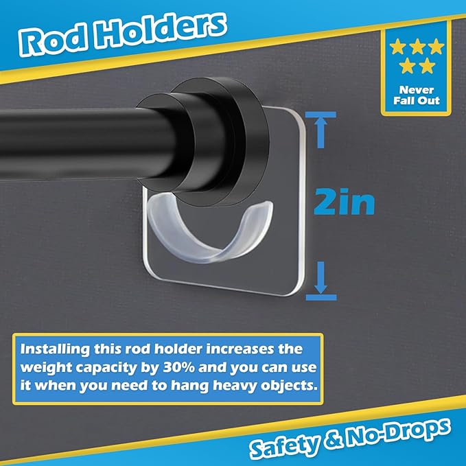 2pcs Spring Tension Rods 33 to 45 inch Adjustable Small Tension Curtain Rod No Drilling Expandable Tension Rod Black Spring Loaded Curtain Rods for Windows, Doorway, Closet