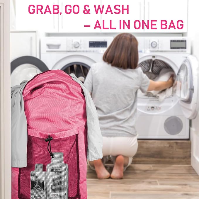 iaodia Laundry Bag Backpack Large Travel Laundry Bag with Adjustable Shoulder Straps Portable Laundry Hamper for College, Dorm, Apartment Camp