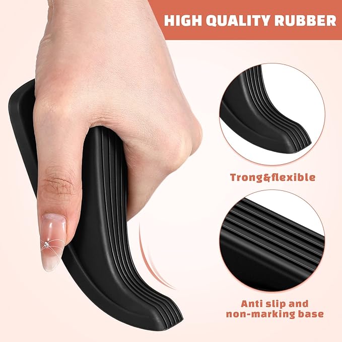 Frienda 36 Pcs Door Stoppers Bulk for Bottom of Door Rubber Door Wedge Stop Height up to 1.2 Inches Sturdy Door Stop Bulk for Heavy Duty Door Bottom Carpet Tile Concrete Wooden Floor (Black)