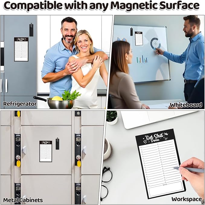 2 Pack Grocery List Magnet Pad for Fridge with Pen Holder, Total 120 Sheets Magnetic Note Pad for Fridge Full Back Magnet Shopping List, To Do List, Memo Notepads, 4.5x7.5(Simple Style)