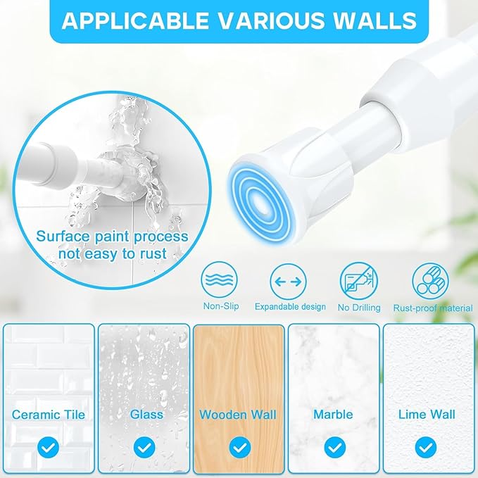 2PCS Small Tension Curtain Rod 16 to 28 Inch,White Short Curtain Rods No Drilling,Loaded Expandable Spring Curtain Rods for Kitchen,Closet,Cupboard,Door,Bookshelf