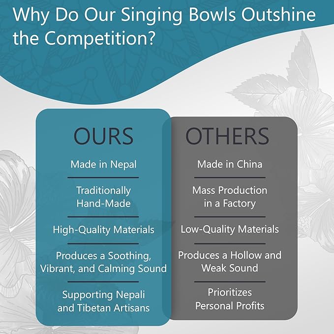 Handmade Tibetan Etched Singing Bowl Set with Case – Meditation Bowl & Sound Bowl with Cushion, Mallet & Guide – Ancient Tibetan Meditation Bowl for Therapy – Spiritual Decor Enhancements