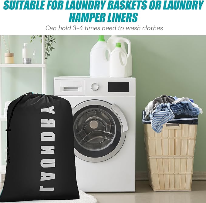 Isink Laundry Bag,2 Pack Travel Laundry Bags for Dirty Clothes,Large Laundry Bags for Camping & Traveling,Dirty Clothes Travel Bag,24" x 36" (Black+ Gray)
