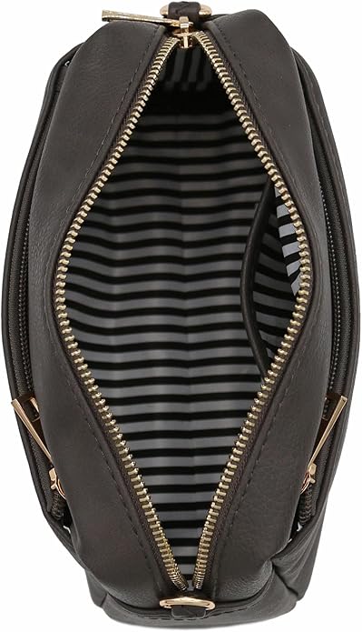 FashionPuzzle Triple Zip Small Crossbody Bag