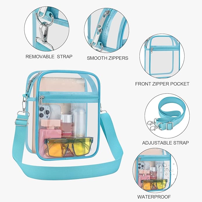 USPECLARE Clear Purse Stadium Transparent Messenger Bag Stadium Approved for Men and Women Clear CrossBody Bag