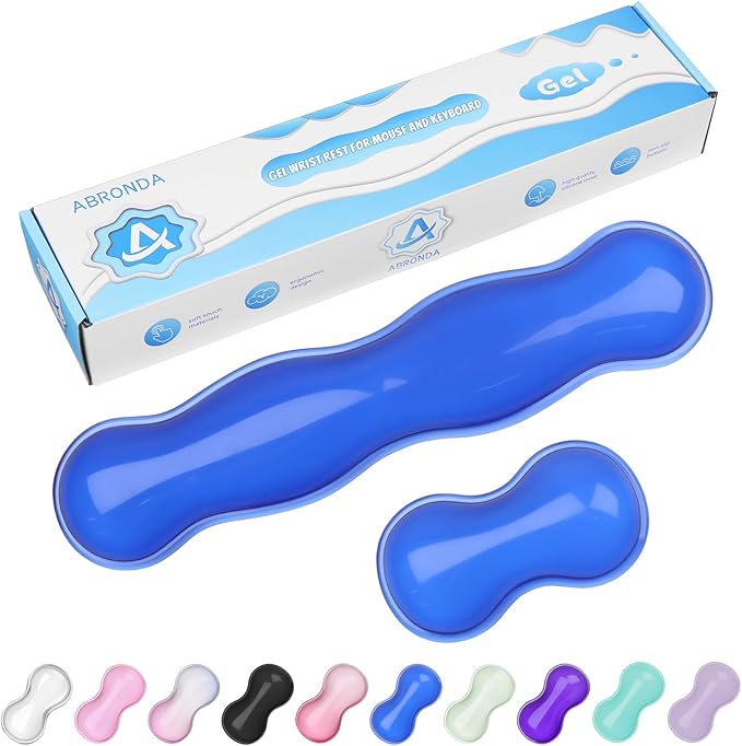 ABRONDA Gel Wrist Rest for Keyboard and Mouse, Keyboard Wrist Rest, Mouse Wrist Support, Pain Relief, Cool Touch, Non-Skid, Keyboard and Mouse Wrist Pad Set
