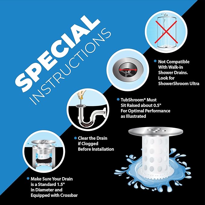 TubShroom Bathtub Drain Protector and Hair Catcher - 2 Pack, Chrome - Fits 1.5" - 1.75" Bathtub and Shower Drains