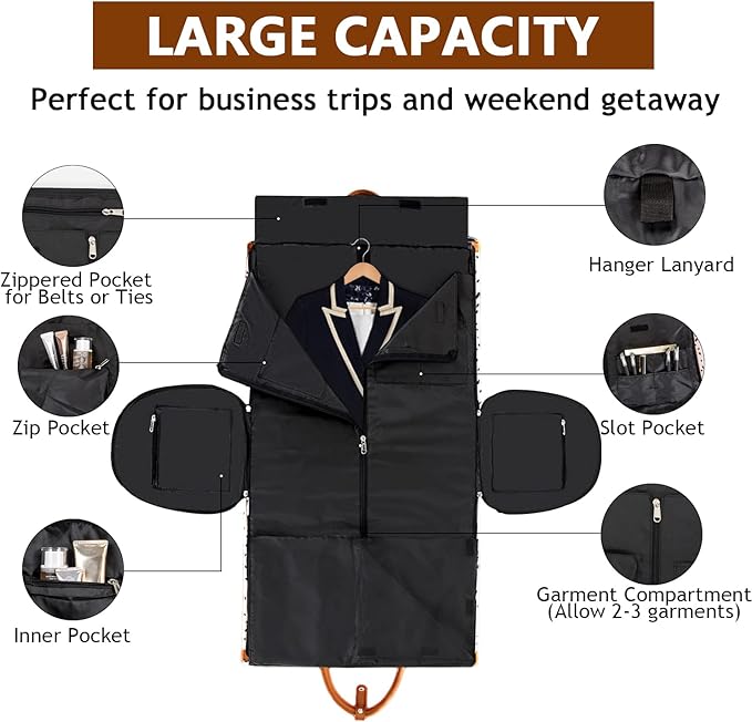 Convertible Garment Duffle Bags for Travel - Carry On Garment Bags With Toiletry Bag, Large Weekender Bags for Women Men 2 in 1 Hanging Suitcase Suit Travel Duffel Bags (Pink Leopard)