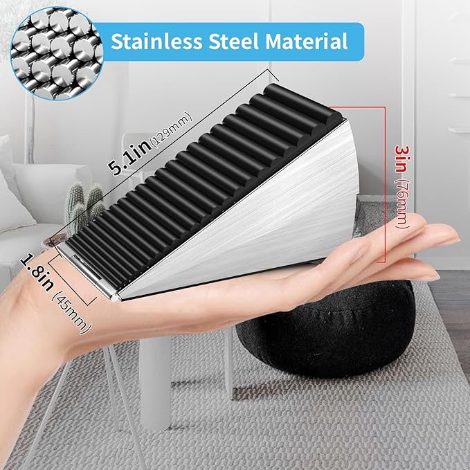 Strongest Door Stoppers for Bottom of Door- Spring Heavy Duty Door Stop Wedge, 3 Inch High Adjustable Metal Rubber Large Doorstop Strong Grip, Suits Carpet, Tile, Home, School, Commercial