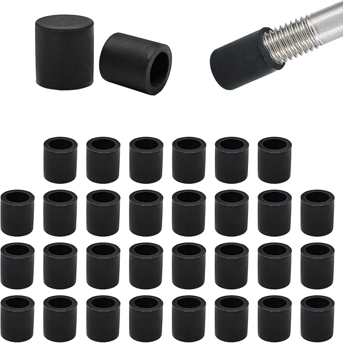 EASYEAH 5/16" (7.7mm) Silicone Chair Leg Floor Protectors, Rubber Chair Leg Caps, Non-Slip Furniture Pads Round Chair Feet Covers End Caps for Hardwood Floors, Patio & Table Foots, Black (30PCS)