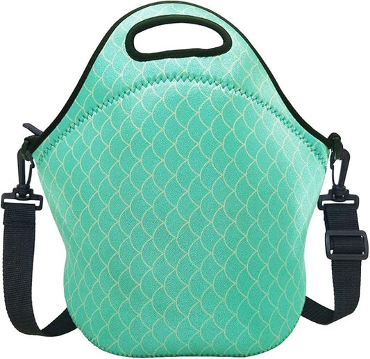 YOUDA Insulated Lunch Bag Neoprene Shoulder Lunch Tote Boxes Bags for Women Men Work Office Outdoor Picnic Travel (Green)