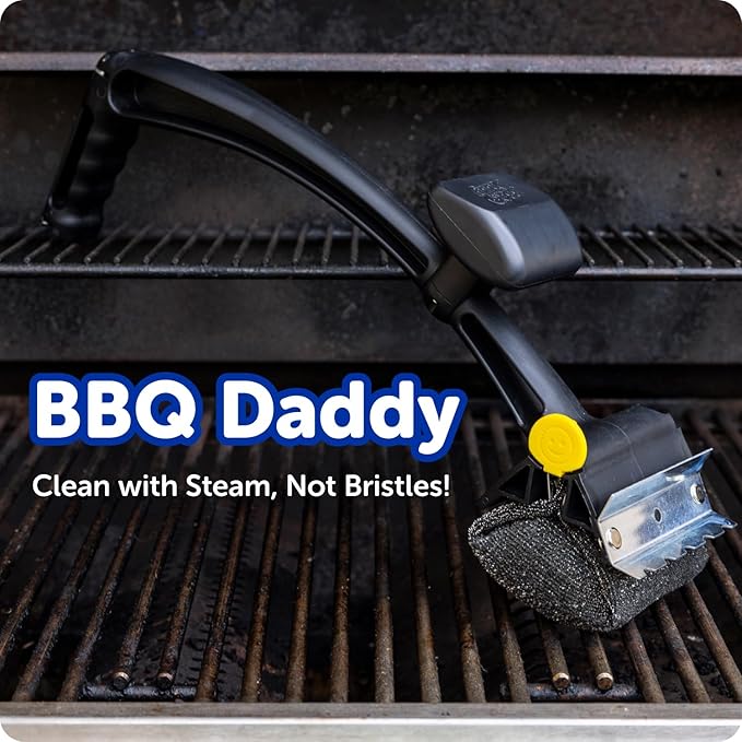 Scrub Daddy BBQ Daddy Grill Brush for Outdoor Grill - Bristle Free Grill Brush with Steel Grill Scraper + Scrub Brush - Temperature Controlled Scrubbing Power for Grill Cleaning (1 Count)