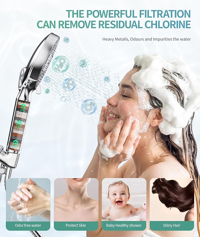 SR SUN RISE Shower Filter for Handheld Shower Head, Replacement Filters for Hard Water Remove Chlorine and Harmful Substances (8 Filters)