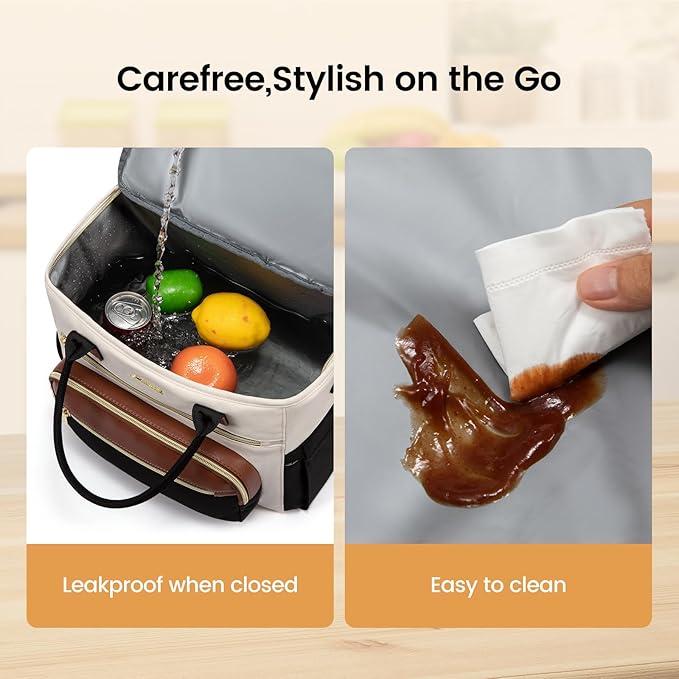 LOVEVOOK Insulated Lunch Bag Women,Wide Opening Adult Lunch Box Women with Cup Holder,Large Leakproof Cooler Bag for Work Picnic Beach Family College Mom,Lunch Teacher Breast Pump Diaper Tote Bag