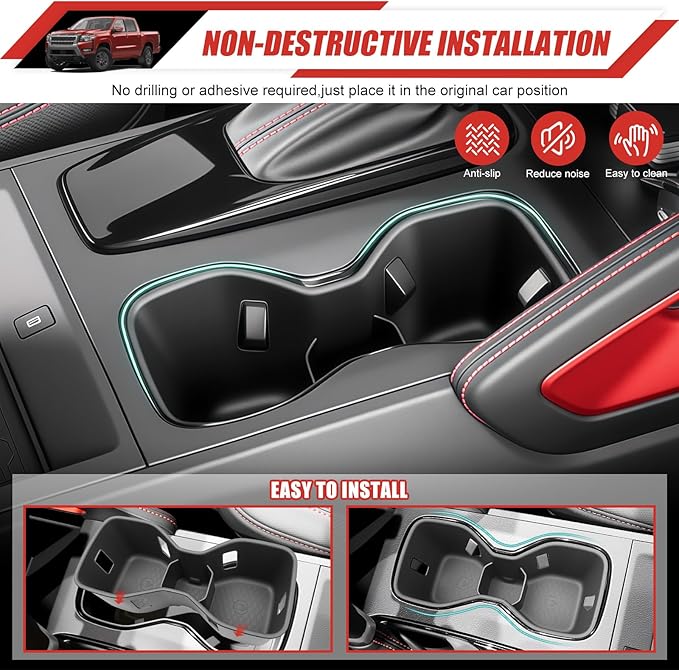 Cup Holder Coaster Fit for 2022-2025 Nissan Frontier Accessories Cup Holder Mat Pad Inserts Interior CupHolder Liner for 2024 Nissan Frontier(for Frontier)