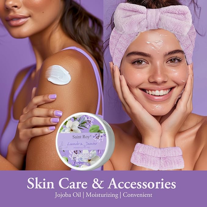 Spa Gift Basket for Christmas Gifts - 13 Pieces Lavender Jasmine Bath & Body Care Kit for Women, Holiday Gift for Mothers Day, Valentine's Day, Self Care Pampering Gifts, Birthday Gifts