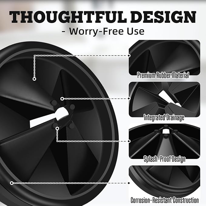 3 Pack Garbage Disposal Splash Guard - Sink Baffle 3 3/8" QCB-AM for InSinkErator Evolution Series, Removable Garbage Disposal Rubber Drain Insert Quiet Collar Drain Plugs Garbage Disposer Accessories