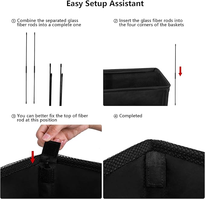 Odonata Slim Laundry Hamper, Collapsible Laundry Basket with Handles, Thin Dirty Clothes Basket, Narrow Laundry Bag, Foldable Dirty Hamper, 45L (Black)