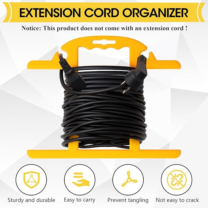 Ripeng 4 Pcs ABS Heavy Duty Extension Cord Storage Reel, Portable Christmas Light Storage Cord Organizer, Portable Hose Organizer Wrap - Holds 100 Feet, H-shape Reel (Yellow)