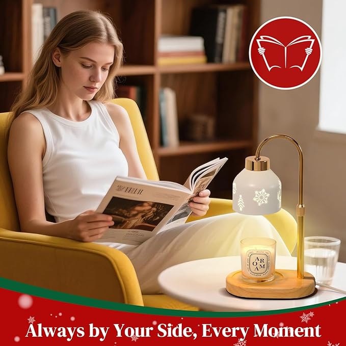 Seniny Christmas Candle Warmer Lamp with Timer, Adjustable Height Dimmable Lamp Candle Warmer for Jar Candles, Electric Warming Light, Home Decor Flameless Wax Melter Lamps, Birthday Gifts for Women