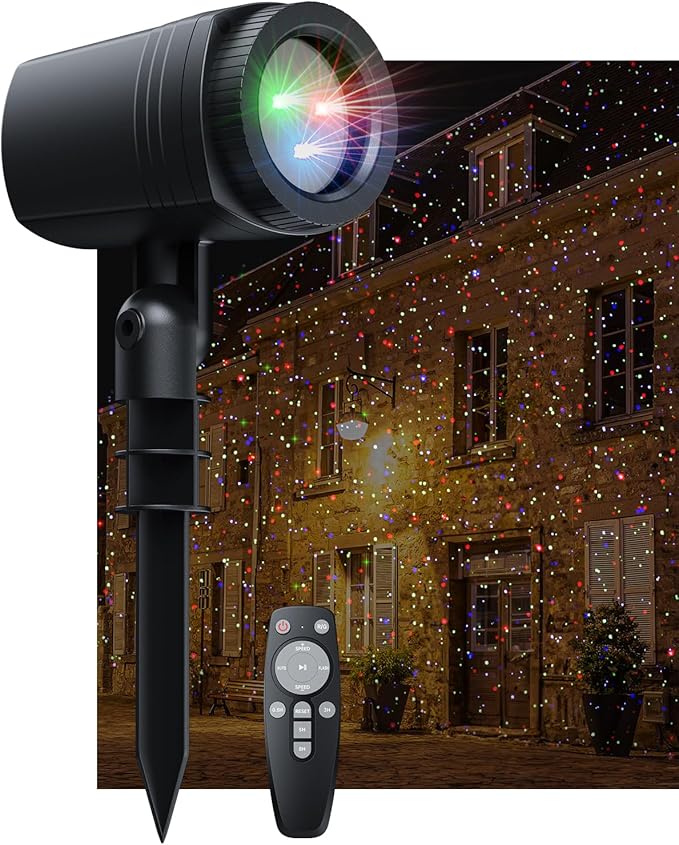 Christmas Laser Lights Outdoor, RGB (Red, Green, Blue) Light Projector with RF Remote and Timer for Parties & Wedding, Brighter Projection Lights for Christmas, Holidays and Garden Decor