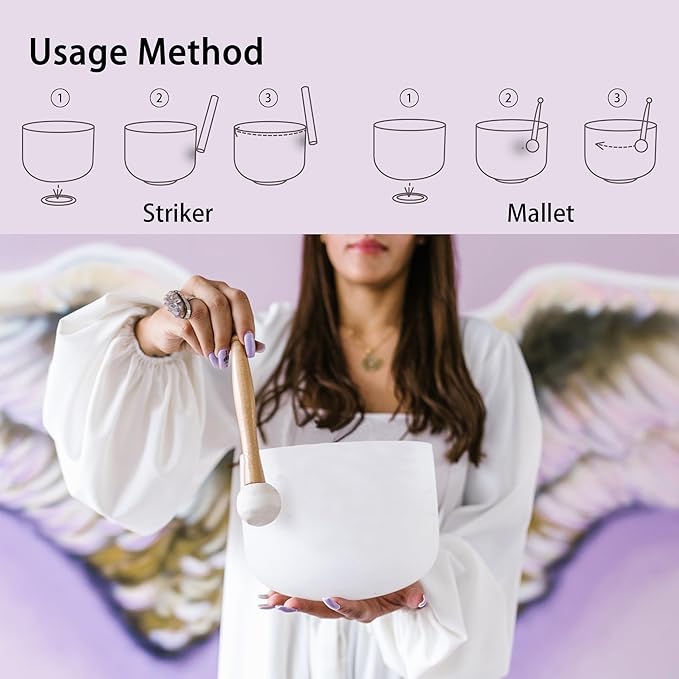 Ryan Dvan 432Hz 7-12 Inch 7 Chakra Design Crystal Singing Bowl Set Frosted Quartz Crystal Sound Therapy Kit with Mallets 2 Cases O-Ring for Yoga Meditation Energy Balancing Reiki Healing