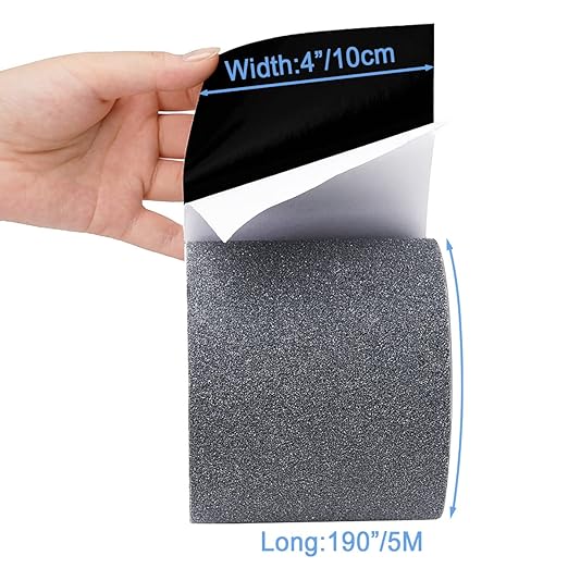 Anti Slip Tape, High Traction,Strong Grip Abrasive, Not Easy Leaving Adhesive Residue, Indoor & Outdoor (4" Width x 190" Long, Gray)