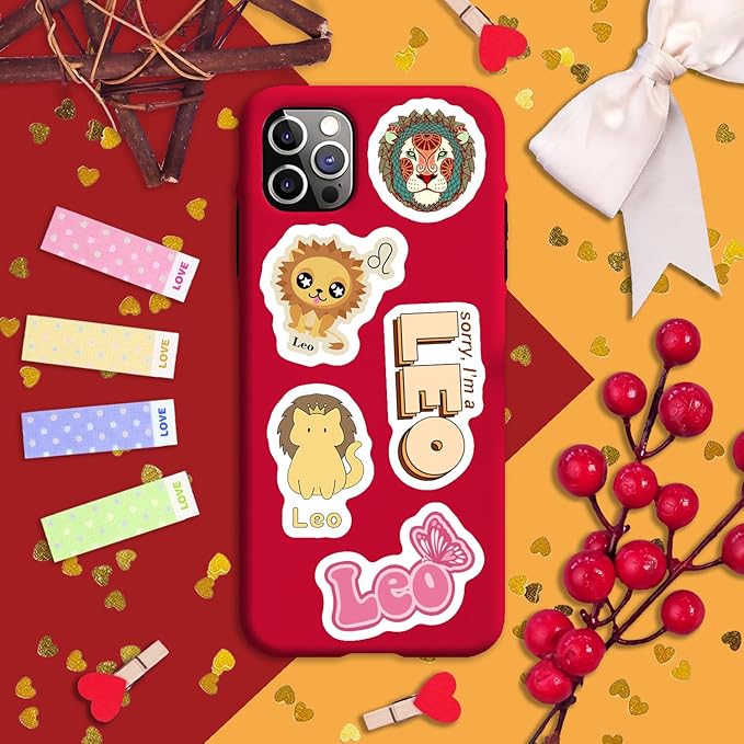 BulbaCraft 100Pcs Leo Stickers (Zodiac) for Water Bottle and Laptop - Leo Party Favors & Decorations, Waterproof Vinyl Astrology Decals, Gifts for Women & Men