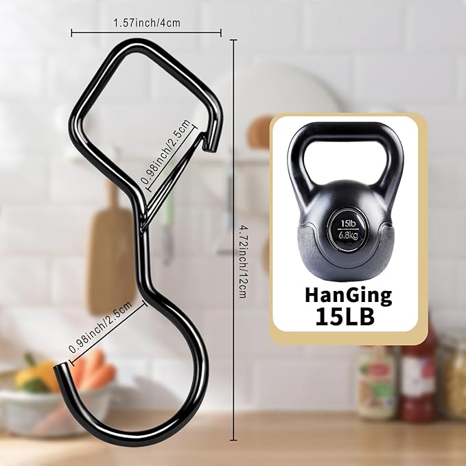 Heavy Duty S Hooks for Hanging with Lock, 4.72 Inch Metal Screw Hooks for Plants, Kitchen Utensils, Bags, Towels, and Outdoor Storage, Plant Hangers and Hanging Hooks (Black, 30 pcs)