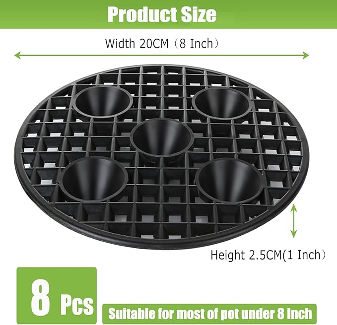 QTLCOHD 8 Pcs Plant Riser, 8 Inch Black Pot Elevators for Plants, Plastic Plant Stand Indoor Outdoor